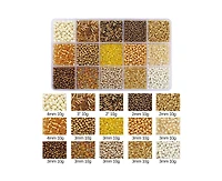 Gnuadz 15 colors Glass Seed Tube Beads Bugle Diy Craft Beading Kit Gold