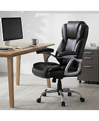 Slickblue Ergonomic Executive Office Chair Leather Padded Seat Armrests