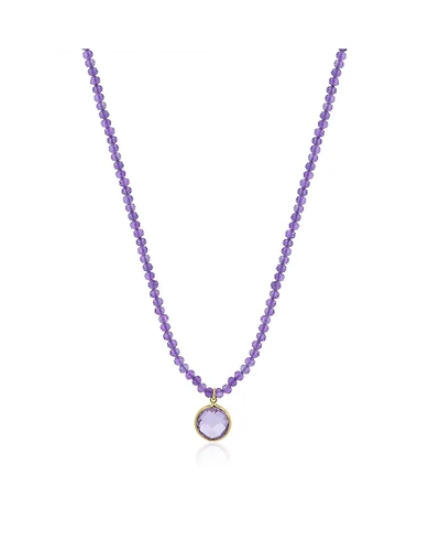 The Lovery Amethyst Bead Bezel Necklace 14K Yellow Gold