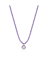 The Lovery Amethyst Bead Bezel Necklace 14K Yellow Gold