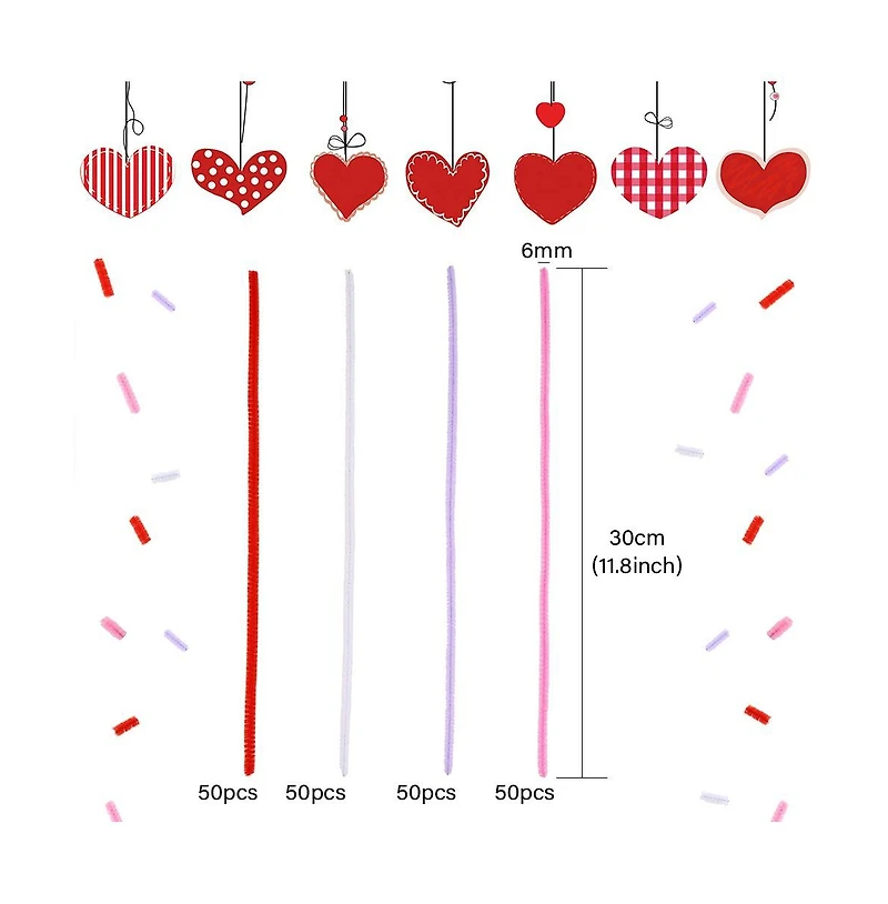 Gnuadz 200PCS Pipe Cleaners Craft Decorations Valentine's Day Creative Arts Supplies