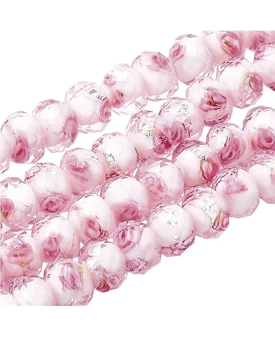 Gnuadz 70pcs 68mm Rose Lampwork Beads Foil Glass Flower Handmade Round Loose Rosary Craft Hole