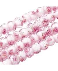 Gnuadz 70pcs 68mm Rose Lampwork Beads Foil Glass Flower Handmade Round Loose Rosary Craft Hole