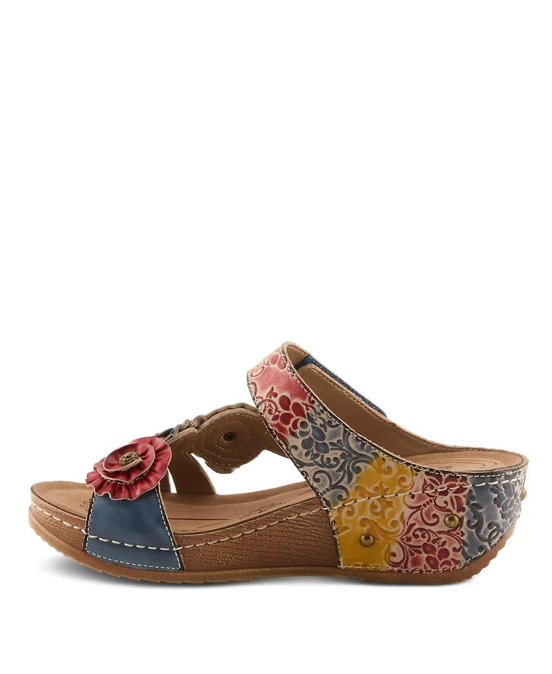 L'Artiste Women's Ohsosweet Floral Leather Wedge with Soft Cushioned Insole