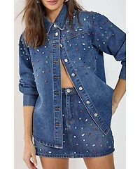 Nasty Gal Women's Denim Embellished Long Sleeve Shirt