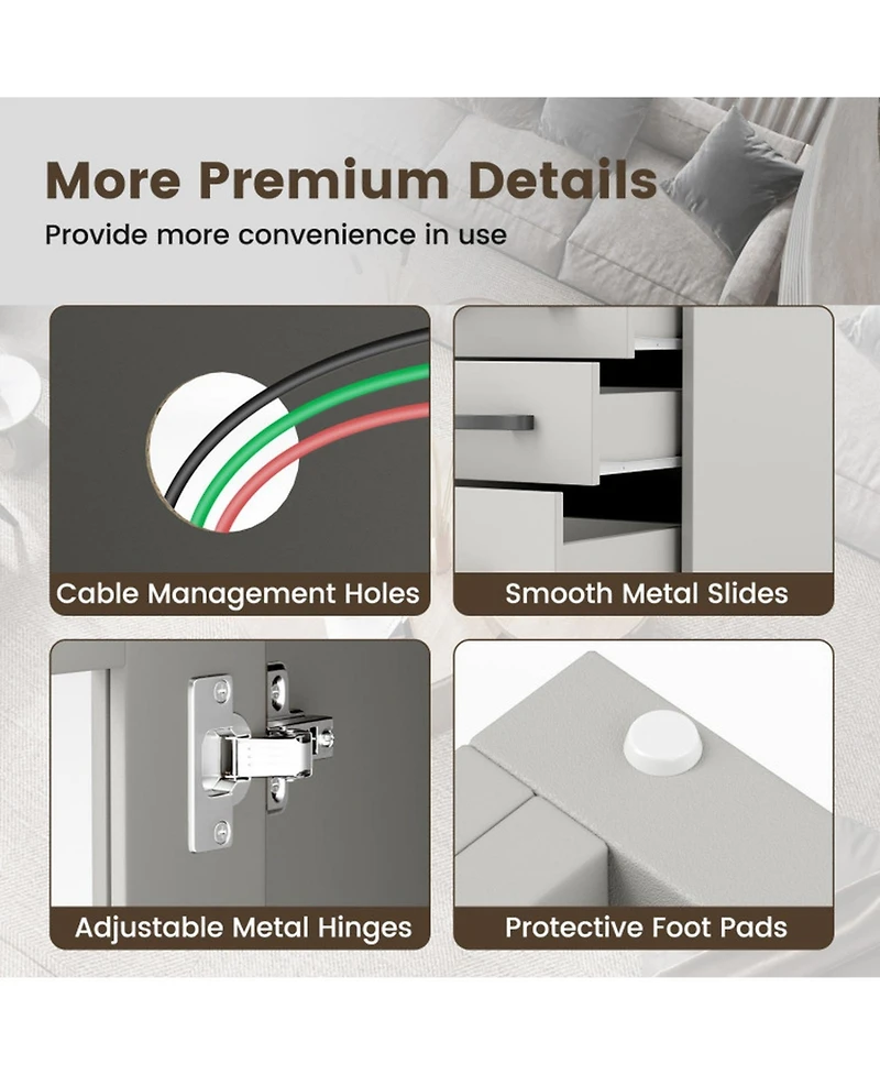 Gouun 63 in Media Console with 3 Drawers and Dual Glass Display Shelves