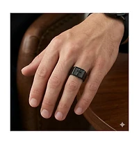 Metallo Steel Pebbled Cross Ring