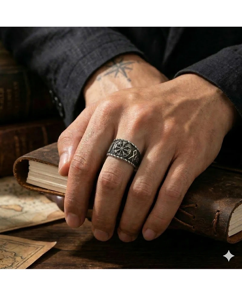 Metallo Stainless Steel Oxidized Designed Ring