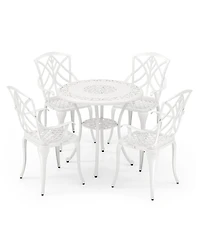 Gouun Round Cast Aluminum Patio Dining Table with Umbrella Hole