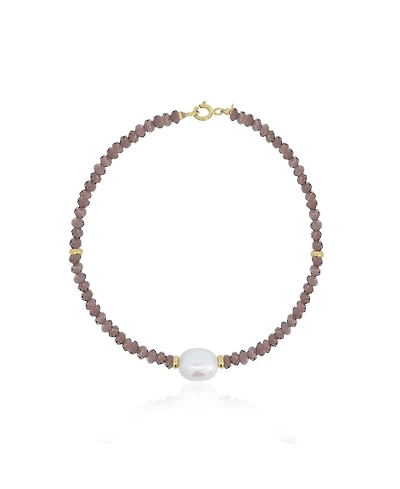 The Lovery Garnet Bead Pearl Bracelet 14K Gold