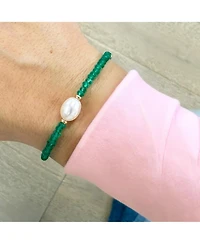 The Lovery Green Onyx Bead Pearl Bracelet 14K Gold