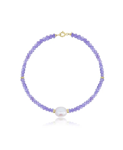 The Lovery Tanzanite Bead Pearl Bracelet 14K Gold
