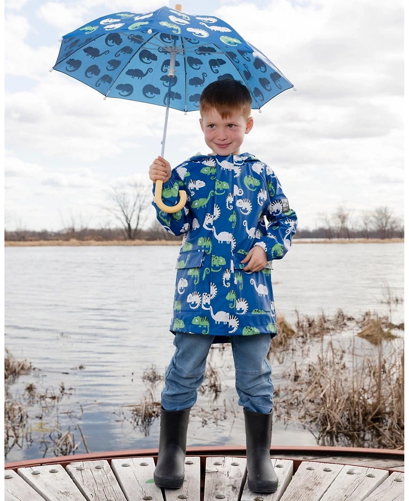 Deux par Deux Big Boys Rain Jacket in Polyurethane Chameleon Print