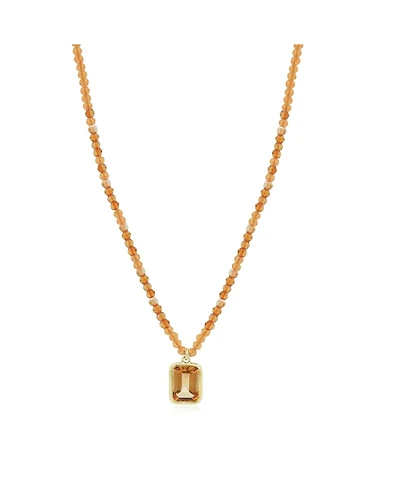 The Lovery Citrine Bead Bezel Necklace 14K Yellow Gold