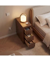 Tribesigns Solid Wood Nightstand with 3-Drawers, Side Table, Assembly Wooden Bedside Table