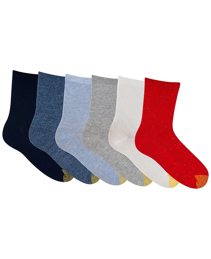 Gold Toe Women's Americana Rib Nep Midi Socks, 6-Pack