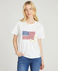 Driftwood Women's Usa Flag Embroidered Short-Sleeve T-Shirt