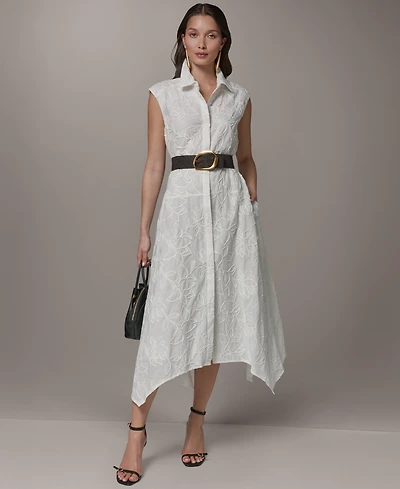 Donna Karan New York Petite Sleeveless Embroidered Midi Dress