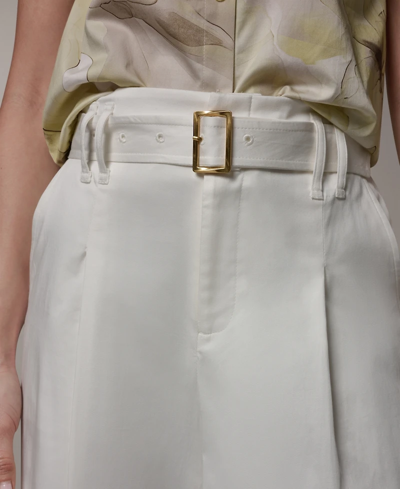 Donna Karan New York Petite Pleated Wide-Leg Cropped Pants