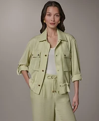 Donna Karan New York Petite Relaxed-Fit Collared Jacket