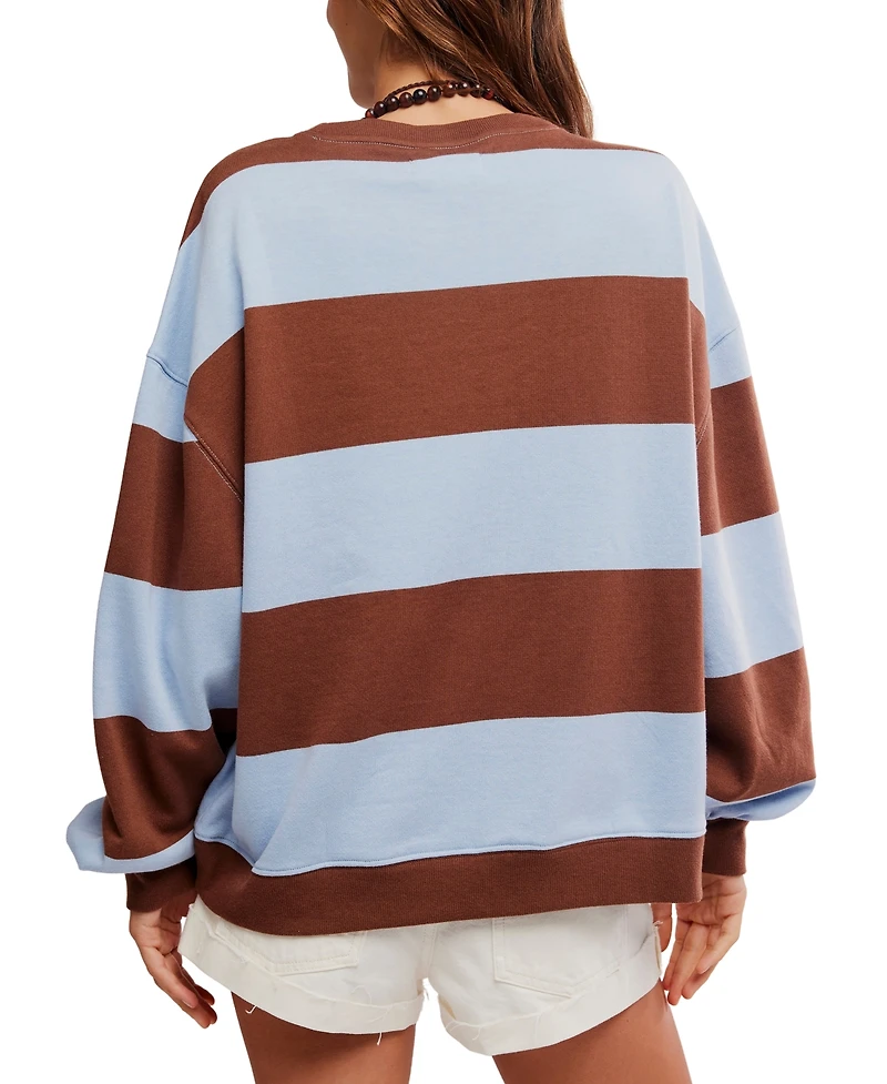Free People Women's Classic Crewneck Stripe Oversized Top