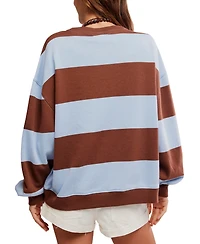 Free People Women's Classic Crewneck Stripe Oversized Top