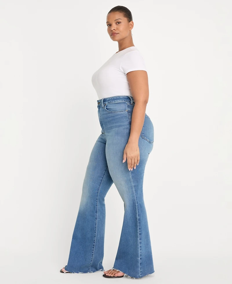 Good American Women's Flare-Leg Mid-Rise Jeans