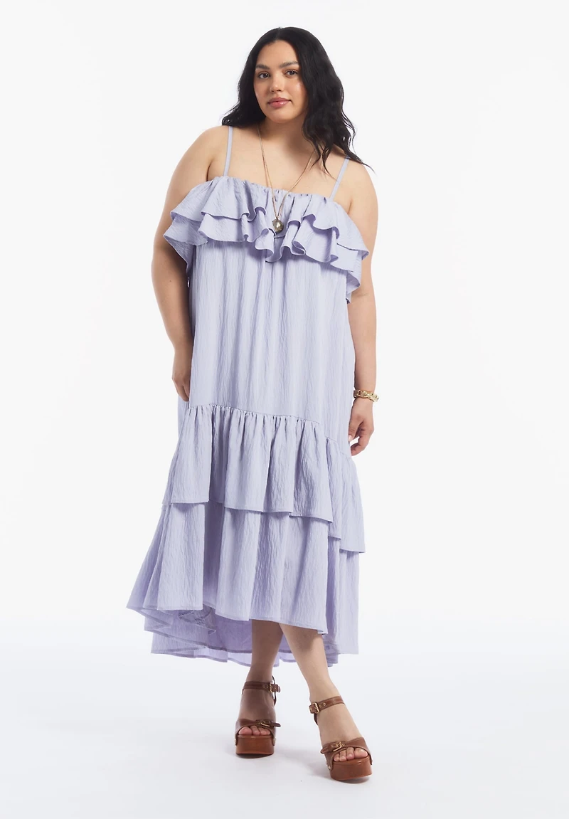 June & Vie Women's and High-Low Ruffled Hem Maxi Dress