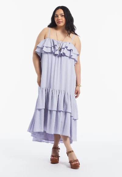 June & Vie Women's and High-Low Ruffled Hem Maxi Dress