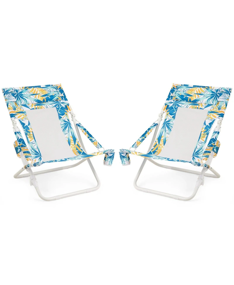 Gouun Portable Folding Beach Chair Set of 2 with Storage Pockets