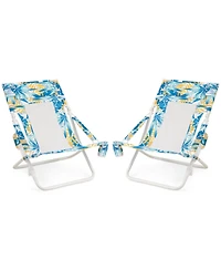 Gouun Portable Folding Beach Chair Set of 2 with Storage Pockets