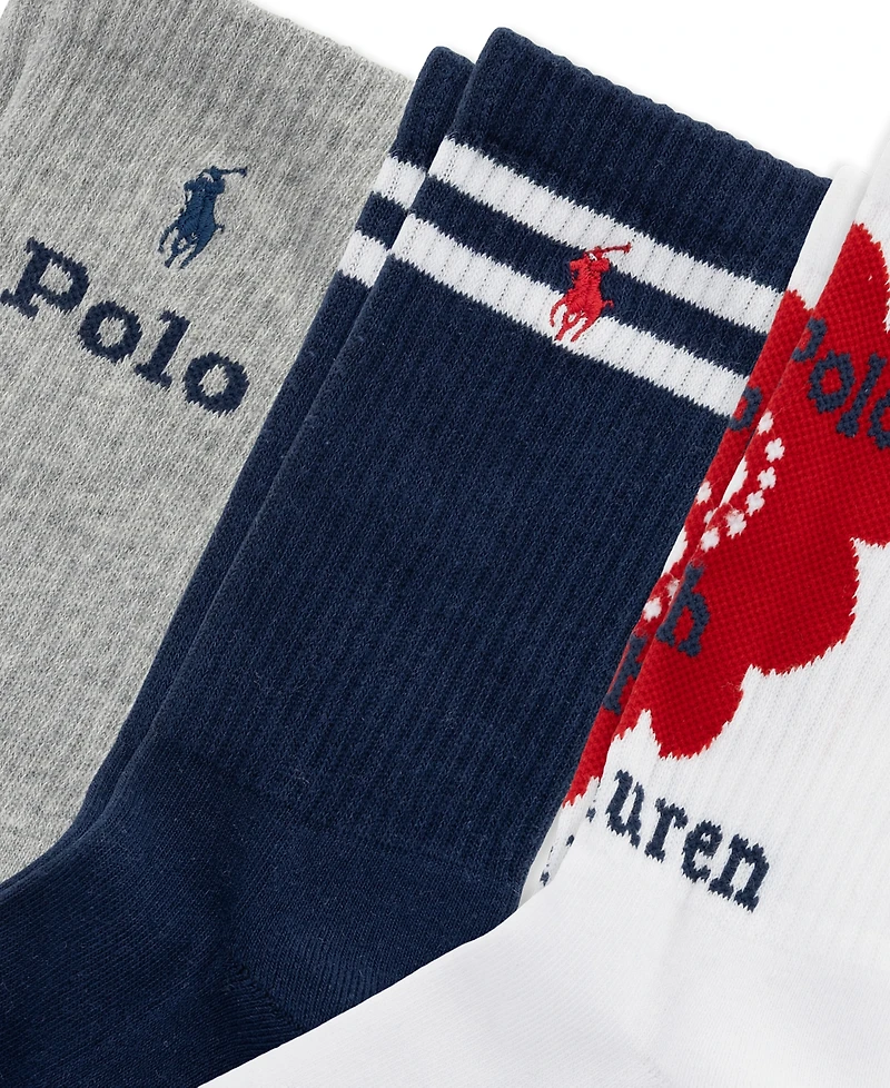 Polo Ralph Lauren Women's Logo Detail Crew Socks, 3-Pack