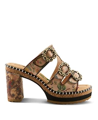 L`Artiste Women's Milemarker Floral Sandal with Cushioned Footbed Comfort