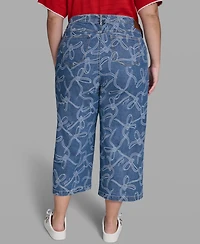 Karl Lagerfeld Paris Plus Mid-Rise Bow-Jacquard Cropped Jeans