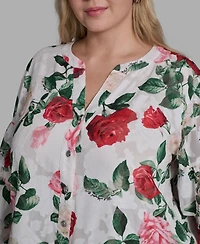 Karl Lagerfeld Paris Plus V-Neck Floral-Print Blouse