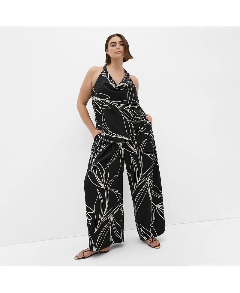 City Chic Plus Shania Bloom Print Cowl Neck Top