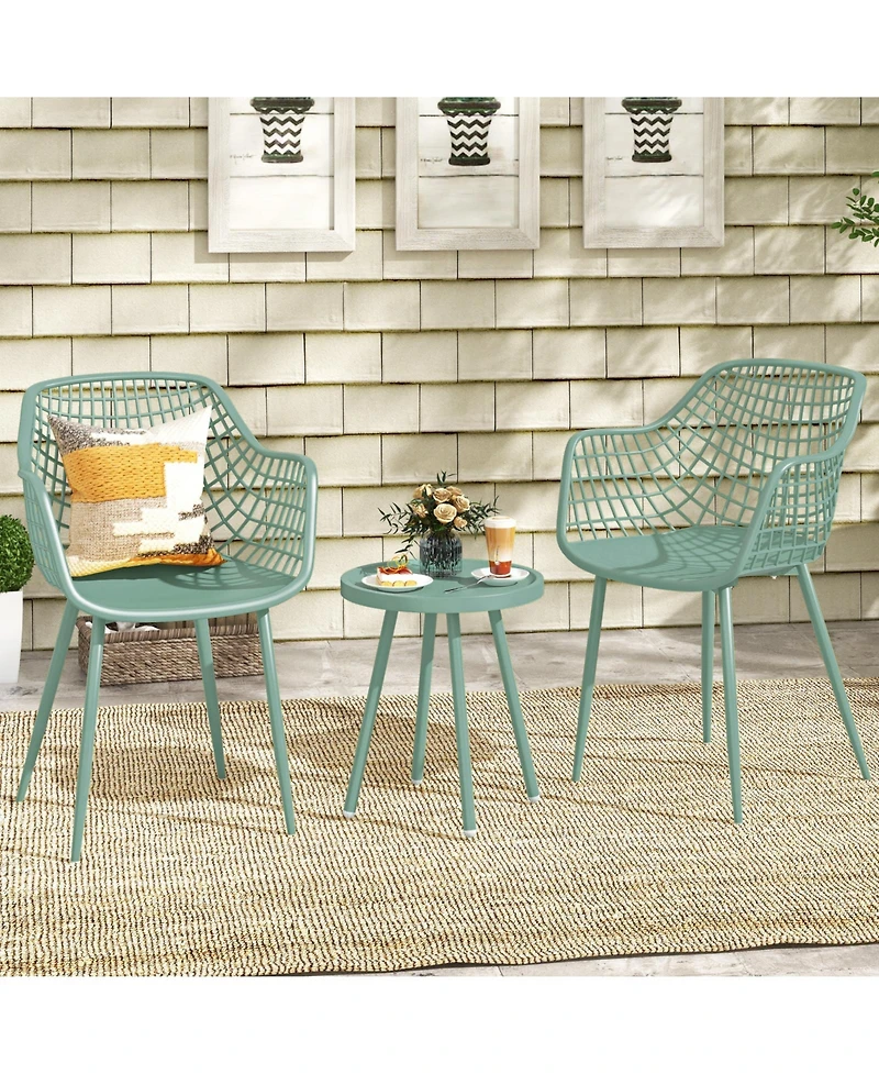 Slickblue 3-Piece Outdoor Patio Chair Set with Pp Seat and Tabletop for Porch