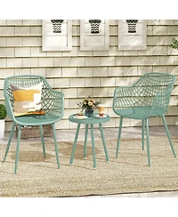 Slickblue 3-Piece Outdoor Patio Chair Set with Pp Seat and Tabletop for Porch