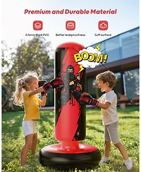 Qpau Punching Bag for Kids, 66 Inch Stable Inflatable Boxing Bag with Boxing Gloves, Stand Kids Punching Bag Toy for Boys