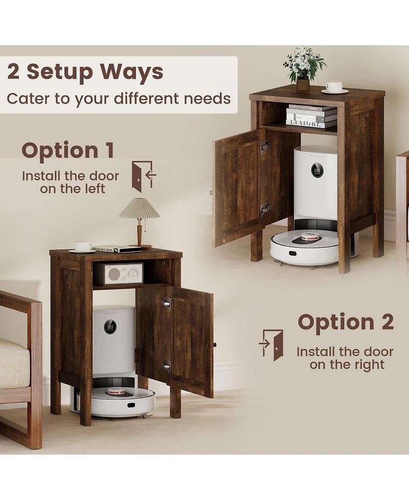 Sugift Robot Vacuum Storage Cabinet with Door and Open Shelf