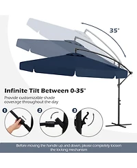 Sugift 10 ft Patio Cantilever Umbrella with Cover and Tilt Adjustment