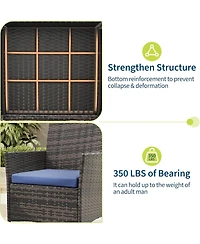 gaomon 3-Piece Wicker Bistro Set with Glass Table