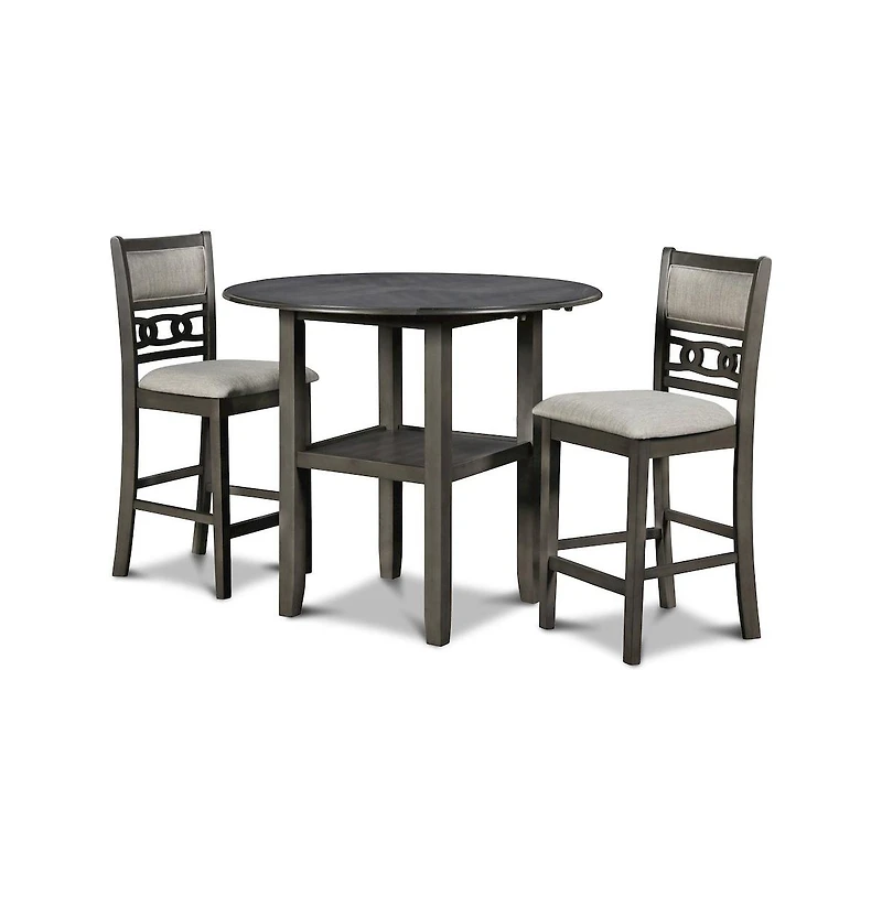 New Classic Furniture Gia 3-Piece 42" Wood Counter Drop Leaf Table Set