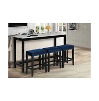 New Classic Furniture Furniture Celeste 4-Piece Faux Marble and Wood Bar Set