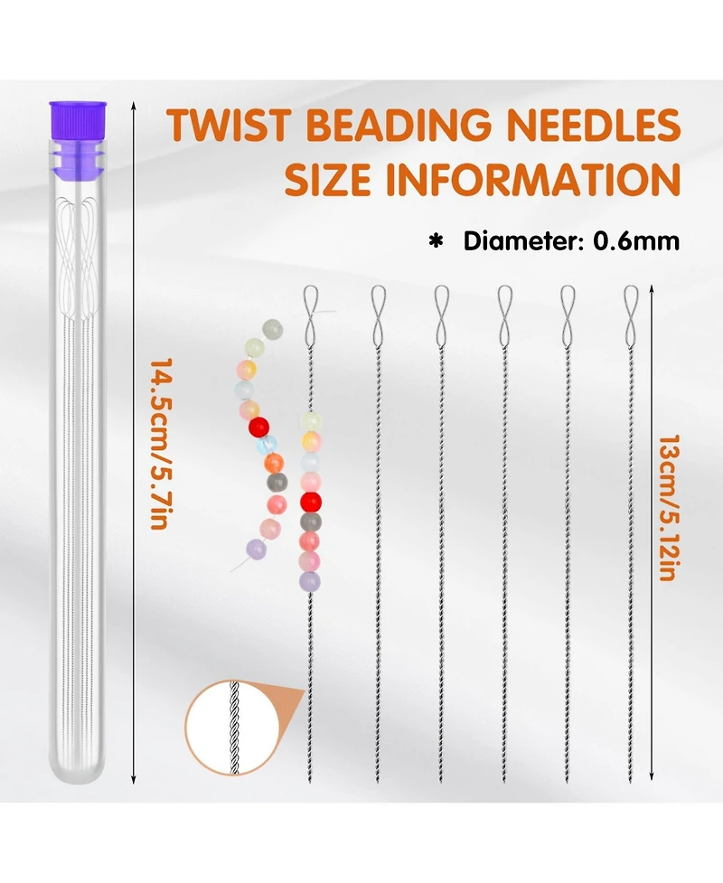Gnuadz 6 needles Collapsible Eye Beading Needles Twisted Seed Bead Tools 2 Sizes 0.6x130mm