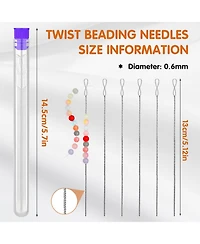 Gnuadz 6 needles Collapsible Eye Beading Needles Twisted Seed Bead Tools 2 Sizes 0.6x130mm