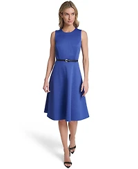 Tommy Hilfiger Women's Sleeveless Belted Midi Fit and Flare Dress