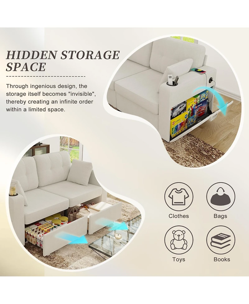 Rainsken Loveseat Sofa, 67" Chenille 2-Seater Couch