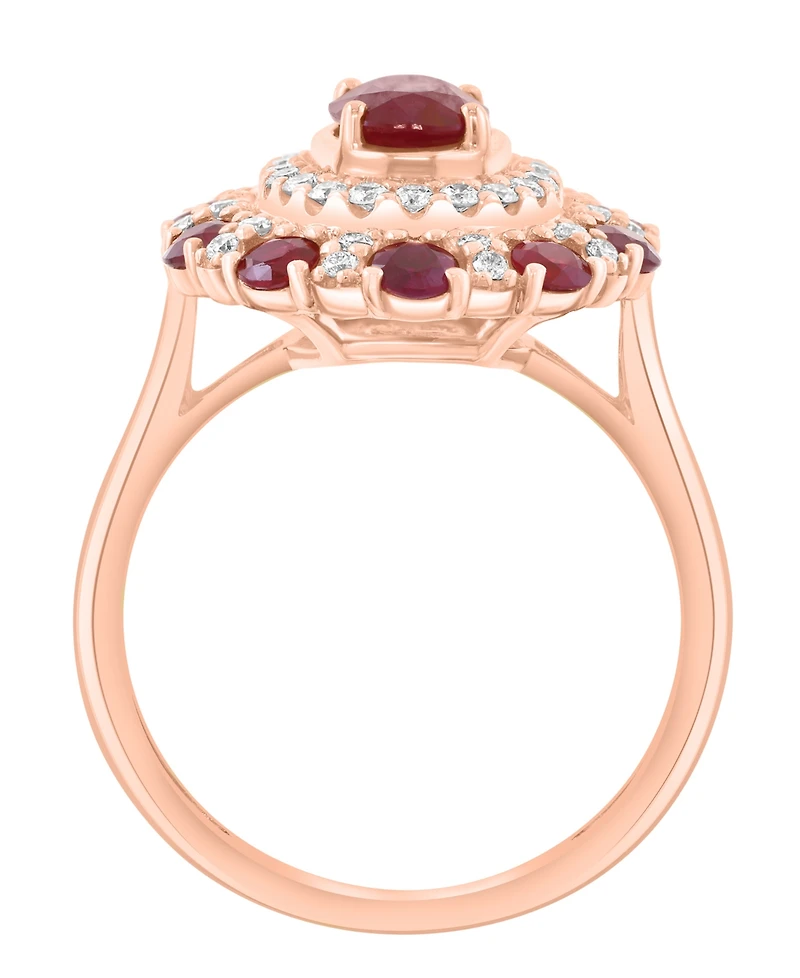 Effy Collection Ruby (1-5/8 ct. t.w.) & Diamond (1/3 ct. t.w.) Ring in 14k Rose Gold