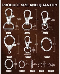 Gnuadz 325PCS Keychain Making Kit Lobster Clasp Swivel Hook Jump rings Extender Chain